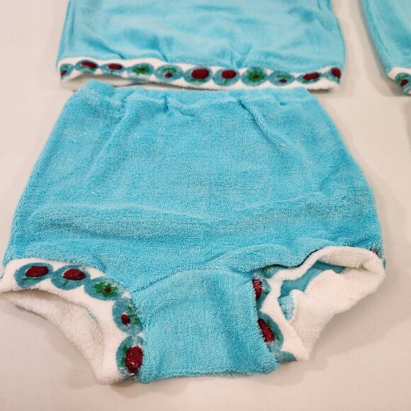 Vintage Turquoise Blue Baby Outfits x 2 Handmade BRAND NEW - Picture 2 of 9